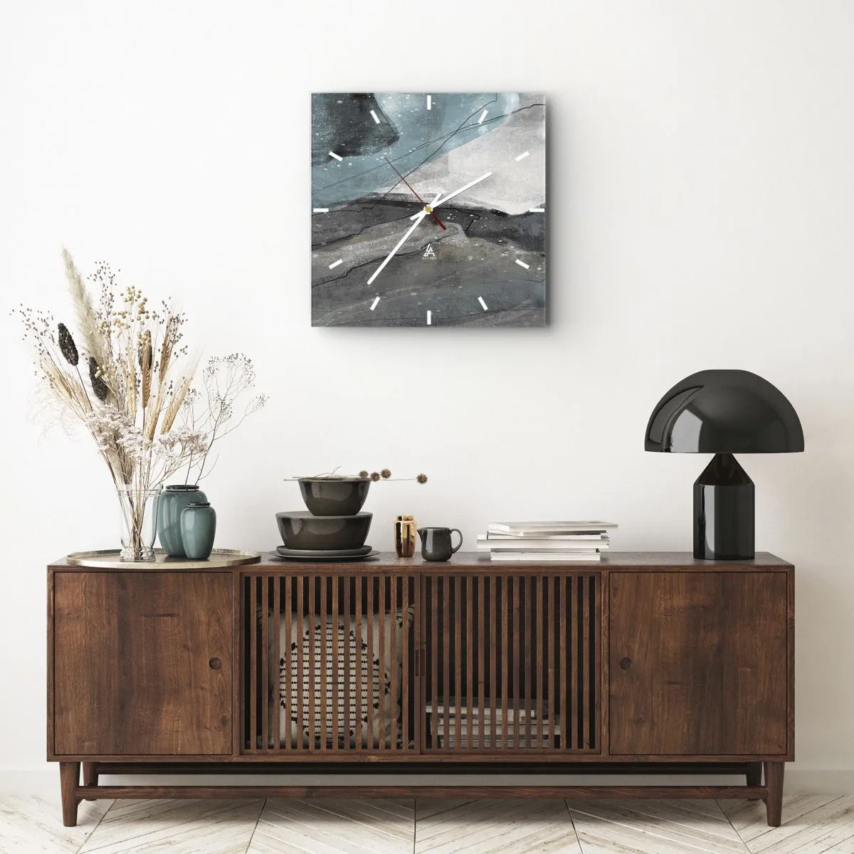 Horloge murale - Pendule murale - Résumé : roches et glace - 30x30 cm