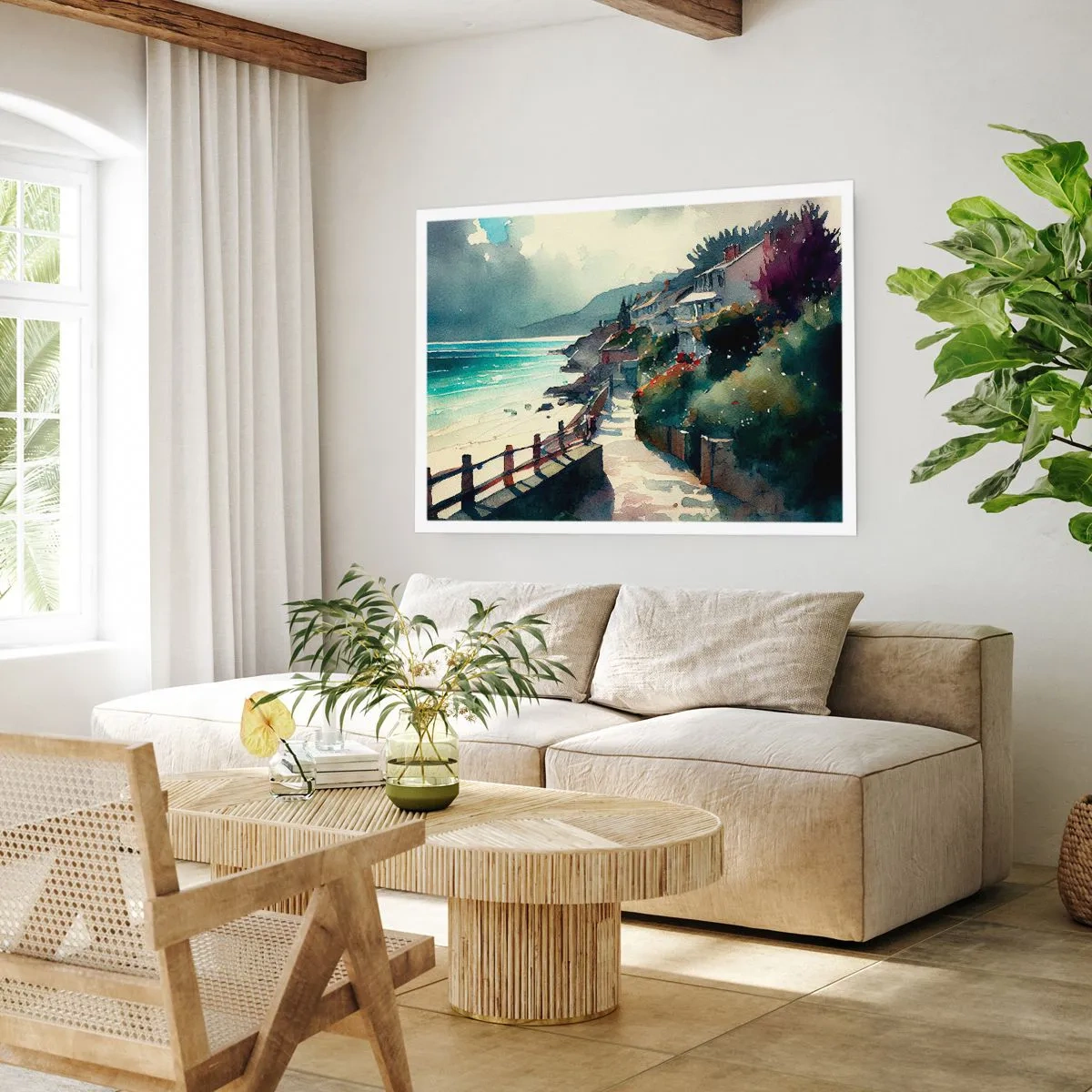 Affiche - Poster - Ville méditerranéenne - 70x50 cm