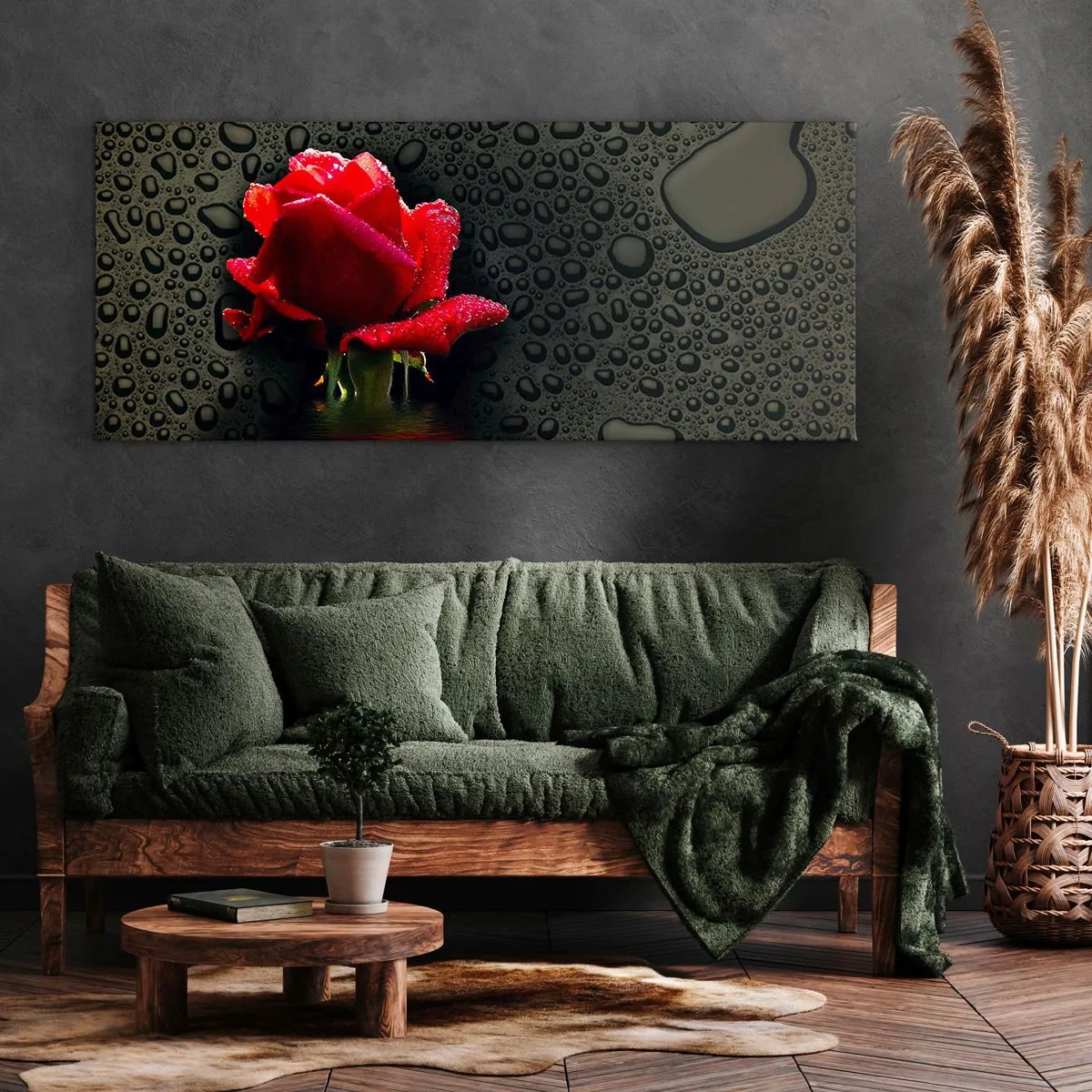Impression sur toile - Image sur toile - Rouge et noir - 90x30 cm