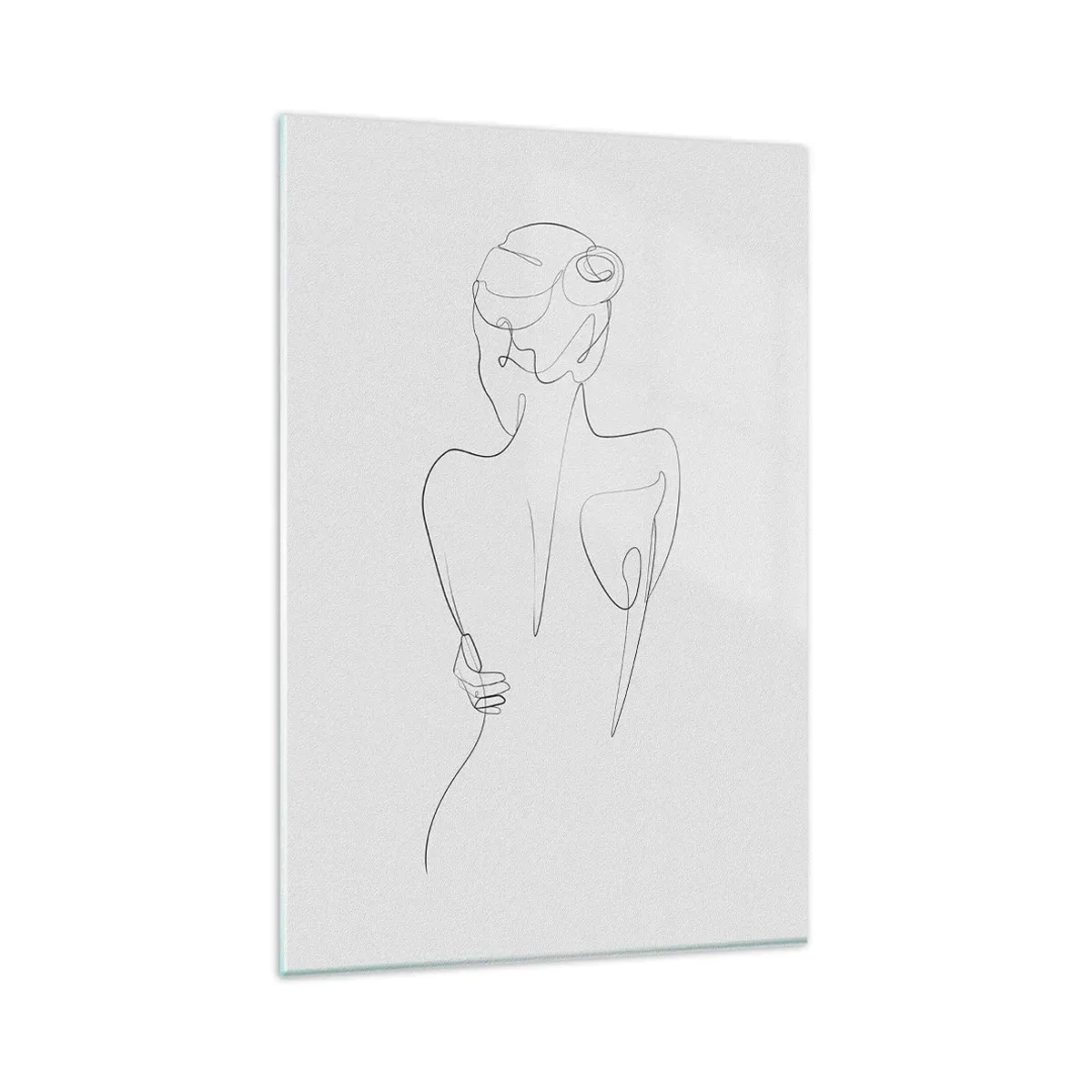Impression sur verre - Image sur verre - Une ligne de contour montrant une silhouette féminine sur un fond clair - 80x120cm - Musique corporelle - Décoration murale moderne pour le salon et la chambre ARTTOR