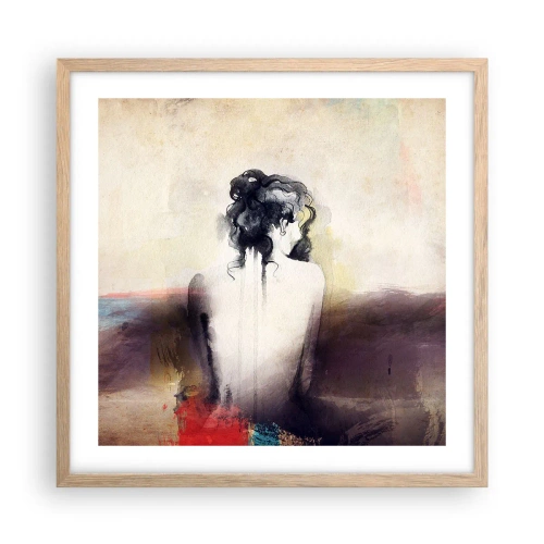 Affiche dans un chêne clair - Poster - Lignes lisses, formes ovales - 50x50 cm