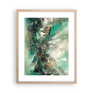 Affiche dans un chêne clair - Poster - Ressac émeraude et noir - 40x50 cm