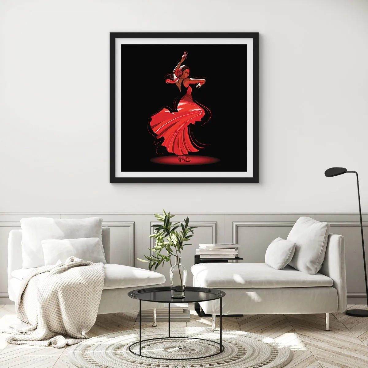Affiche dans un cadre noir - Poster - L'esprit fougueux du flamenco - 30x30 cm