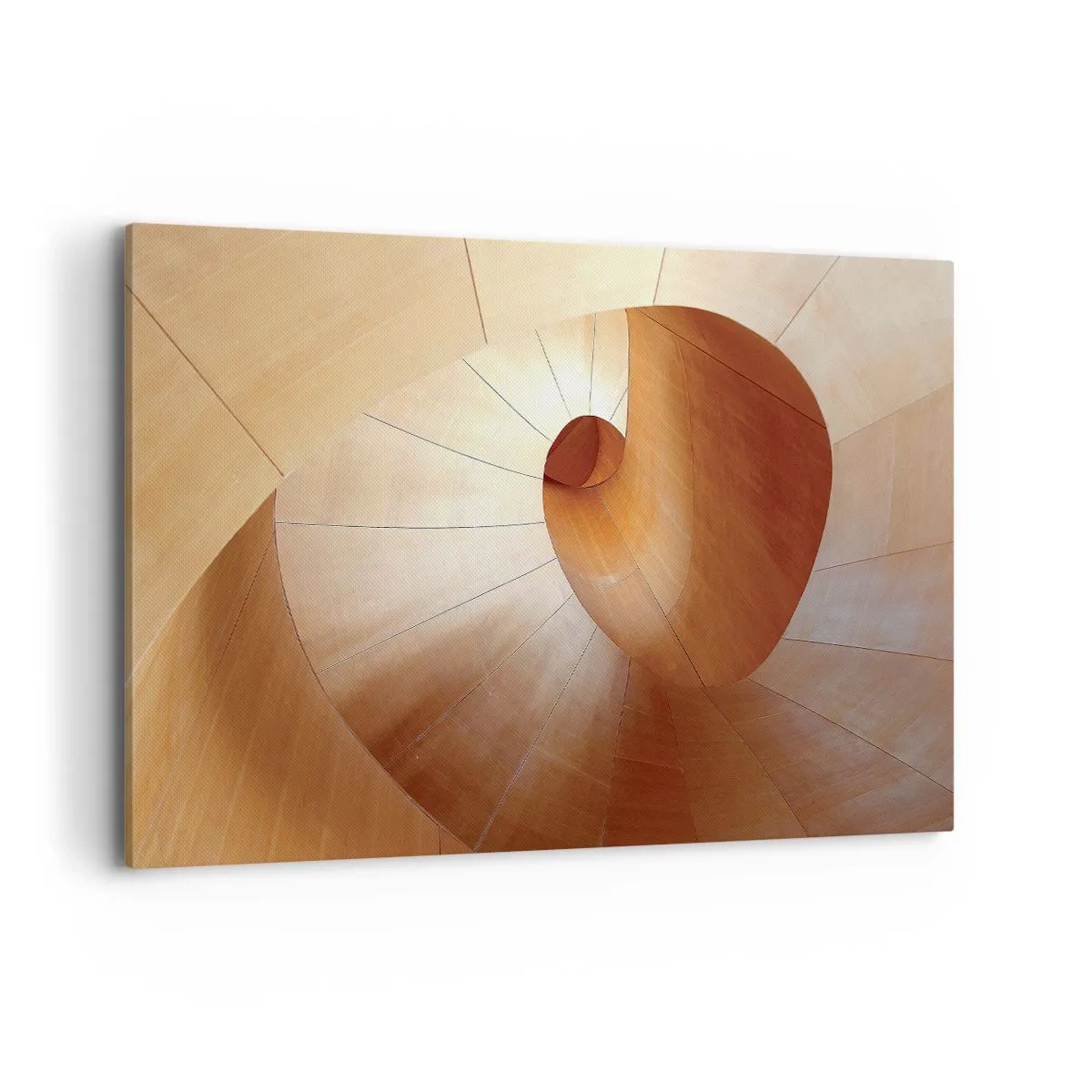 Impression sur toile - Image sur toile - Spirale abstraite dans les tons bois et marron clair - 120x80cm - Serpentin architectural - Décoration murale moderne pour le salon et la chambre ARTTOR
