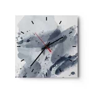 Horloge murale - Pendule murale - Taches abstraites dans des tons bleus sur fond clair - 30x30cm - Étude de la nature de l'eau - Décoration murale moderne pour le salon et la chambre ARTTOR
