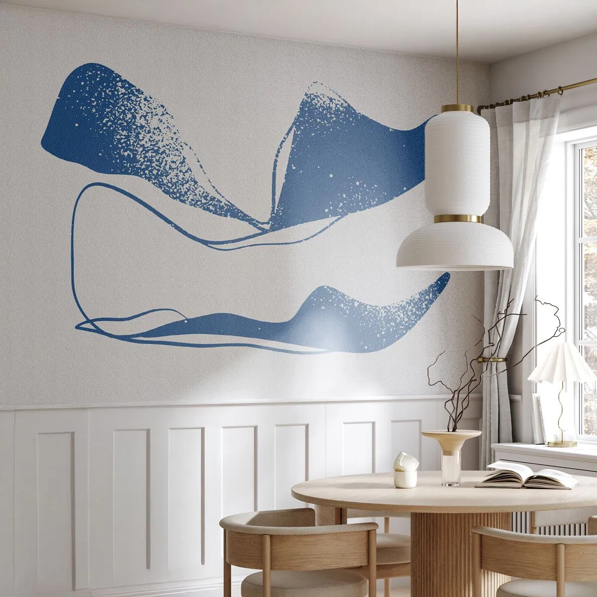 Papier Peint Photo Premium Sand - Une forme minimaliste ressemblant à des ailes déployées - 100x70cm - Abstraction ailée - Décoration murale moderne pour le salon et la chambre ARTTOR