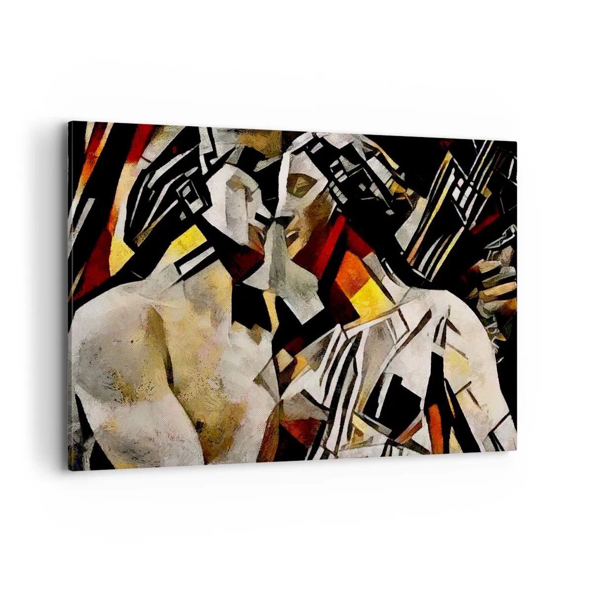 Impression sur toile - Image sur toile - Composition abstraite avec des silhouettes dans une forme dynamique - 120x80cm - Un baiser sculptural - Décoration murale moderne pour le salon et la chambre ARTTOR