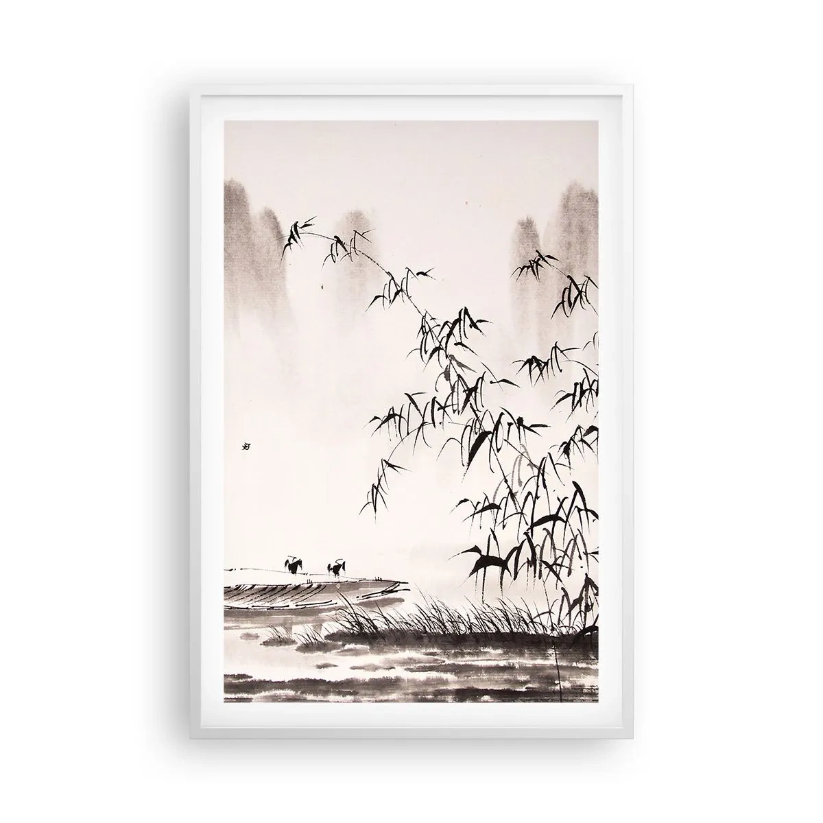 Affiche dans un cadre blanc - Poster - Le silence des rizières - 61x91 cm