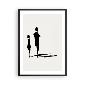 Affiche dans un cadre noir - Poster - Silhouettes de deux personnages en noir sur fond clair - 50x70cm - Êtes-vous sûr qu'ils sont ensemble ? - Décoration murale moderne pour le salon et la chambre ARTTOR