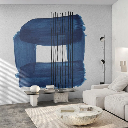 Papier Peint Autocollant Deluxe Sticker - Composition noire-bleue - Abstraction, Morceau, Art moderne - 300x210 cm