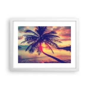 Affiche dans un cadre blanc - Poster - Soirée sous les palmiers - 40x30 cm