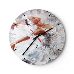 Horloge murale - Pendule murale - Une ballerine dans une robe blanche de style impressionniste - 30x30cm - Délicat et léger comme du tulle - Décoration murale moderne pour le salon, la cuisine et la chambre ARTTOR