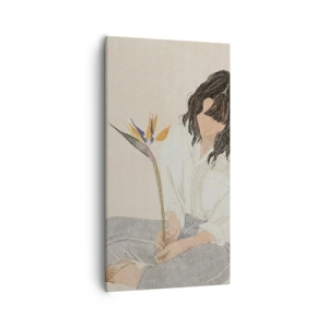 Impression sur toile - Image sur toile - Portrait avec une fleur exotique - 55x100 cm