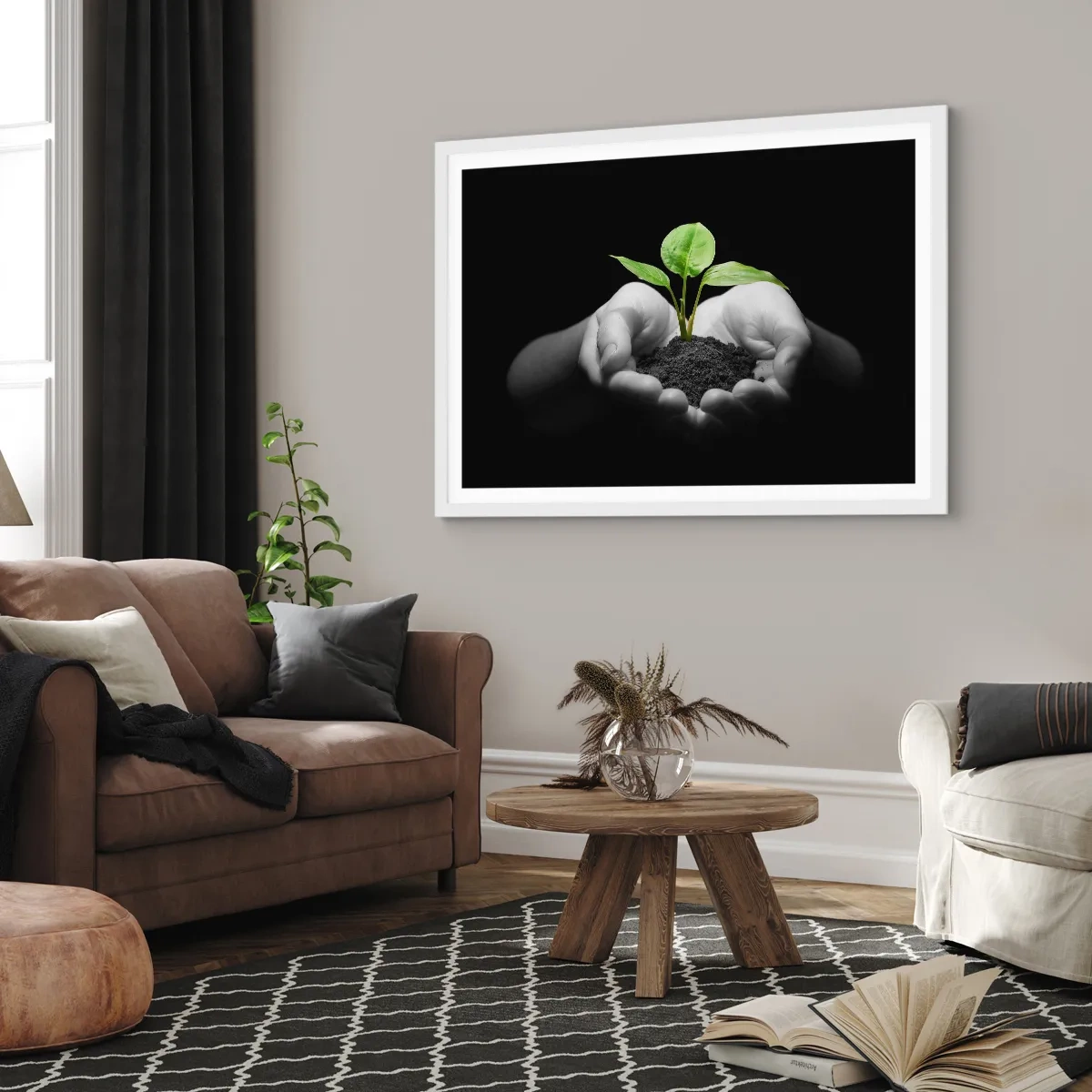 Affiche dans un cadre blanc - Poster - J'aime la nature, je la protège - 50x40 cm