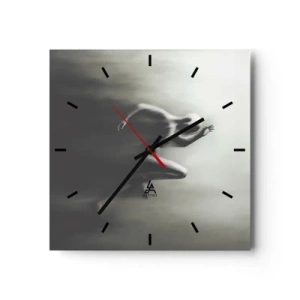 Horloge murale - Pendule murale - Une silhouette noire et blanche d'une silhouette en train de courir dans un style dynamique et surréaliste. - 30x30cm - Inarrêtable - Décoration murale moderne pour le salon et la chambre ARTTOR