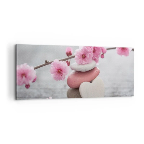 Impression sur toile - Image sur toile - Le bonheur avec une fleur de cerisier - 100x40 cm