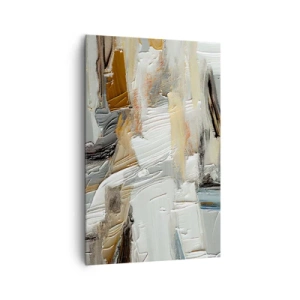 Impression sur toile - Image sur toile - Abstraction texturale dans des tons terre et blanc - 80x120cm - Couches colorées - Décoration murale moderne pour le salon et la chambre ARTTOR