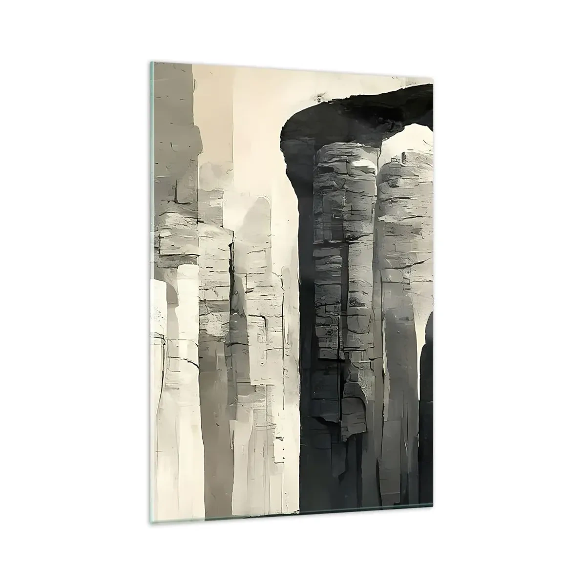 Impression sur verre - Image sur verre - Colonnes historiques dans un cadre monochrome atmosphérique - 80x120cm - La majesté de l'Antiquité - Décoration murale moderne pour le salon et la chambre ARTTOR