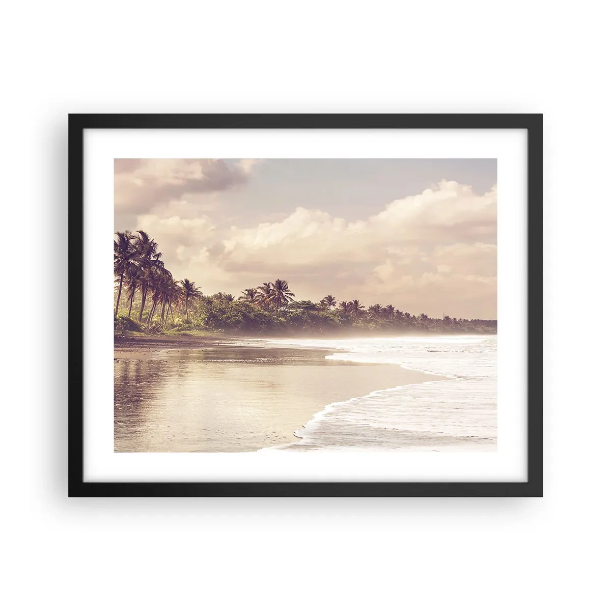 Affiche dans un cadre noir - Poster - La caresse des vagues - 50x40 cm