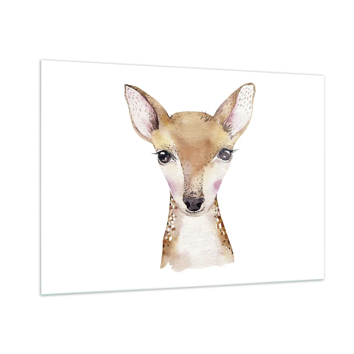 Impression sur verre - Image sur verre - Un charmant portrait à l'aquarelle d'un jeune faon - 100x70cm - L'innocence de la nature - Décoration murale moderne pour le salon et la chambre ARTTOR