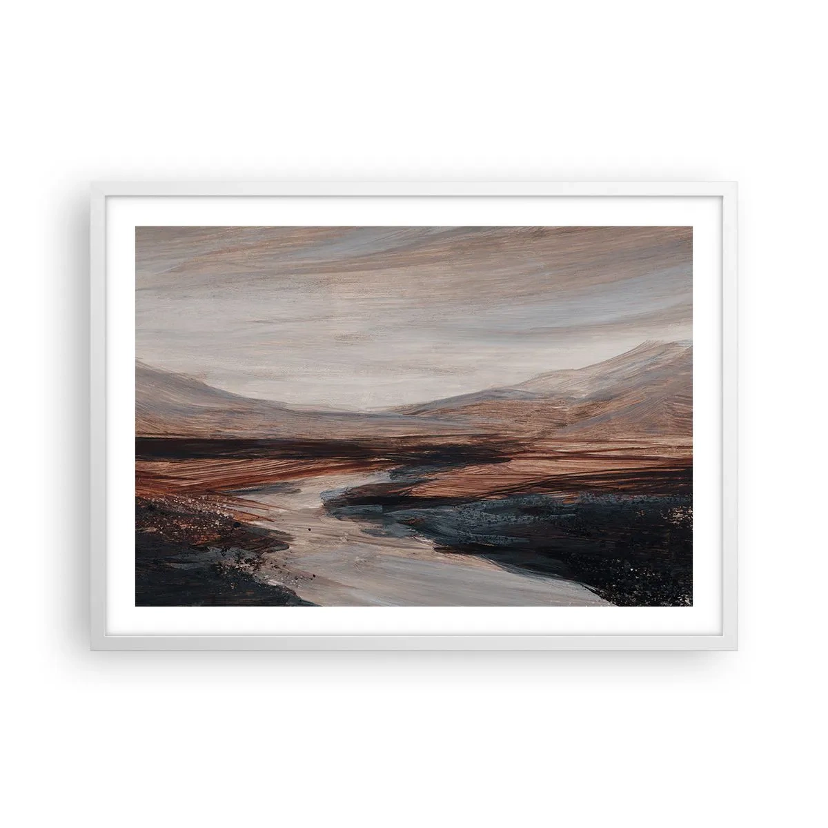 Affiche dans un cadre blanc - Poster - Une vallée tranquille - 70x50 cm