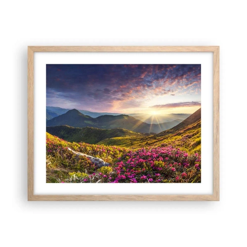 Affiche dans un chêne clair - Poster - Fraîcheur matinale en montagne - 50x40 cm