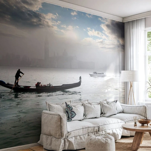 Papier Peint Photo Premium Sand - Une ville fabuleuse faite d'eau et de brouillard - Paysage, Ville, Venise - 150x105 cm