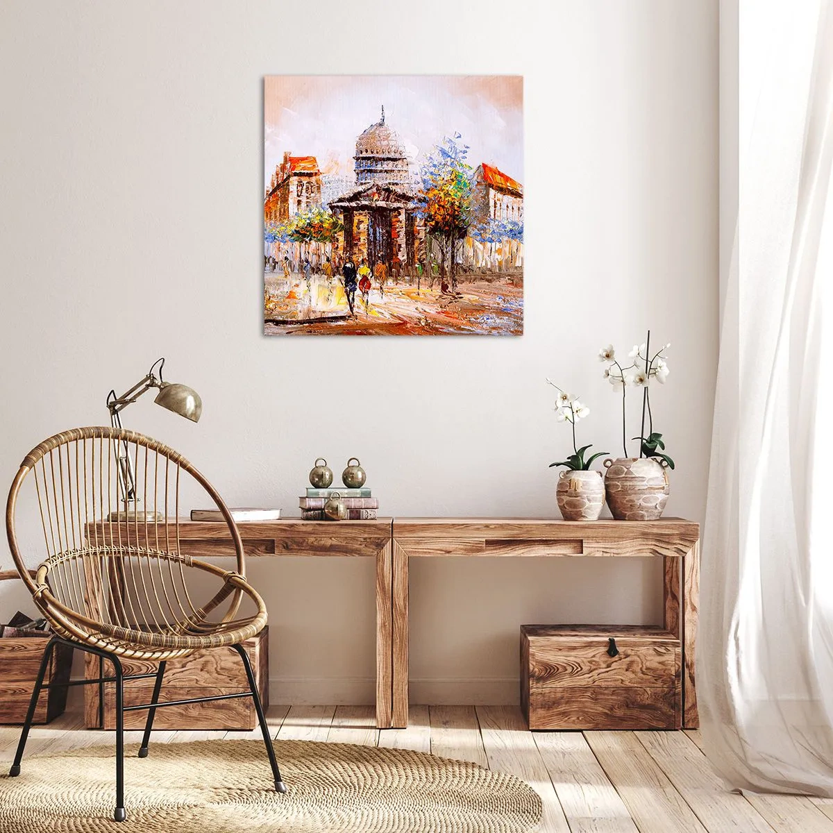 Impression sur toile - Image sur toile - Promenade à Paris - 70x70 cm