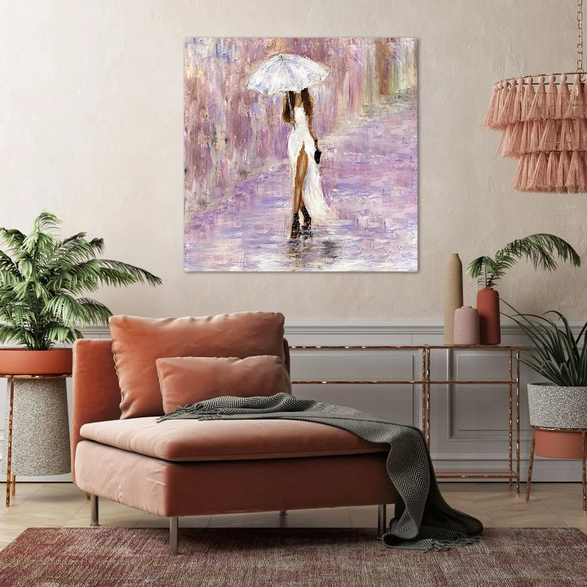 Impression sur toile - Image sur toile - Sous la pluie lilas - 50x50 cm