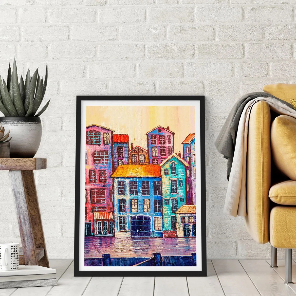 Affiche dans un cadre noir - Poster - Une ville comme dans un conte de fées - 61x91 cm