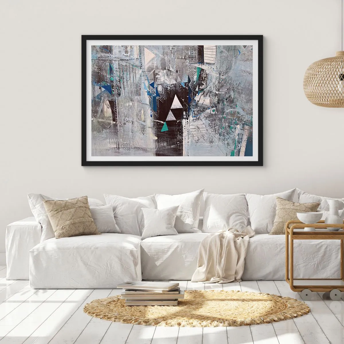 Affiche dans un cadre noir - Poster - Ordre prioritaire des triangles - 40x30 cm