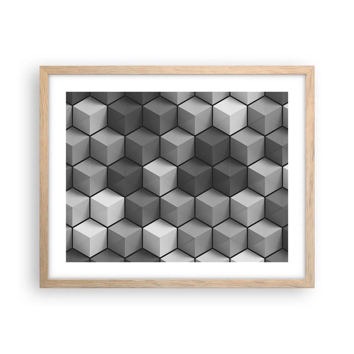 Affiche dans un chêne clair - Poster - Puzzle cubiste - 50x40 cm