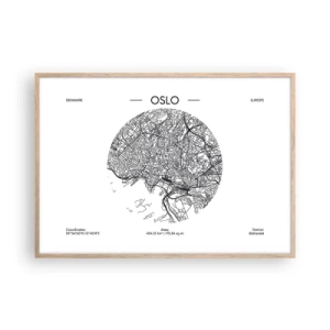 Affiche dans un chêne clair - Poster - Anatomie d’Oslo - 100x70 cm