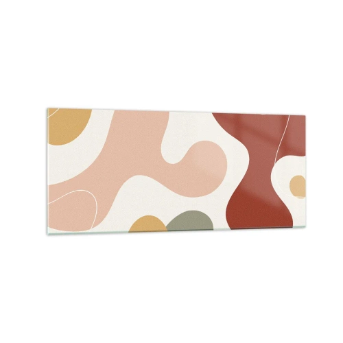 Impression sur verre - Image sur verre - Une composition abstraite aux tons pastel avec des formes dynamiques. - 120x50cm - Entrelac - Décoration murale moderne pour le salon et la chambre ARTTOR