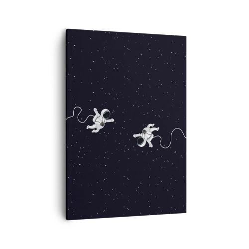 Impression sur toile - Image sur toile - Des astronautes flottant dans l'espace sur fond d'étoiles - 50x70cm - Sortie cosmique - Décoration murale moderne pour le salon et la chambre ARTTOR
