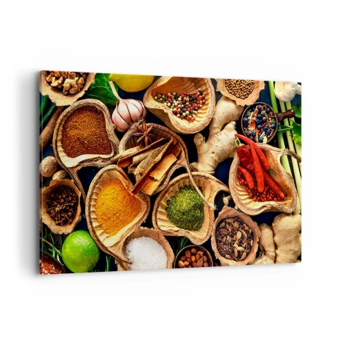 Impression sur toile - Image sur toile - Bols d'épices de différentes couleurs - 120x80cm - Prends ce que tu veux - Décoration murale moderne pour le salon et la chambre ARTTOR