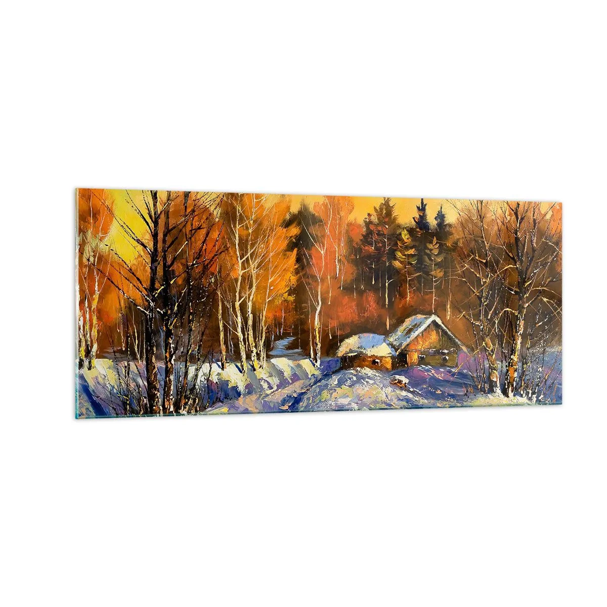 Impression sur verre - Image sur verre - Impression d'hiver au soleil - 100x40 cm