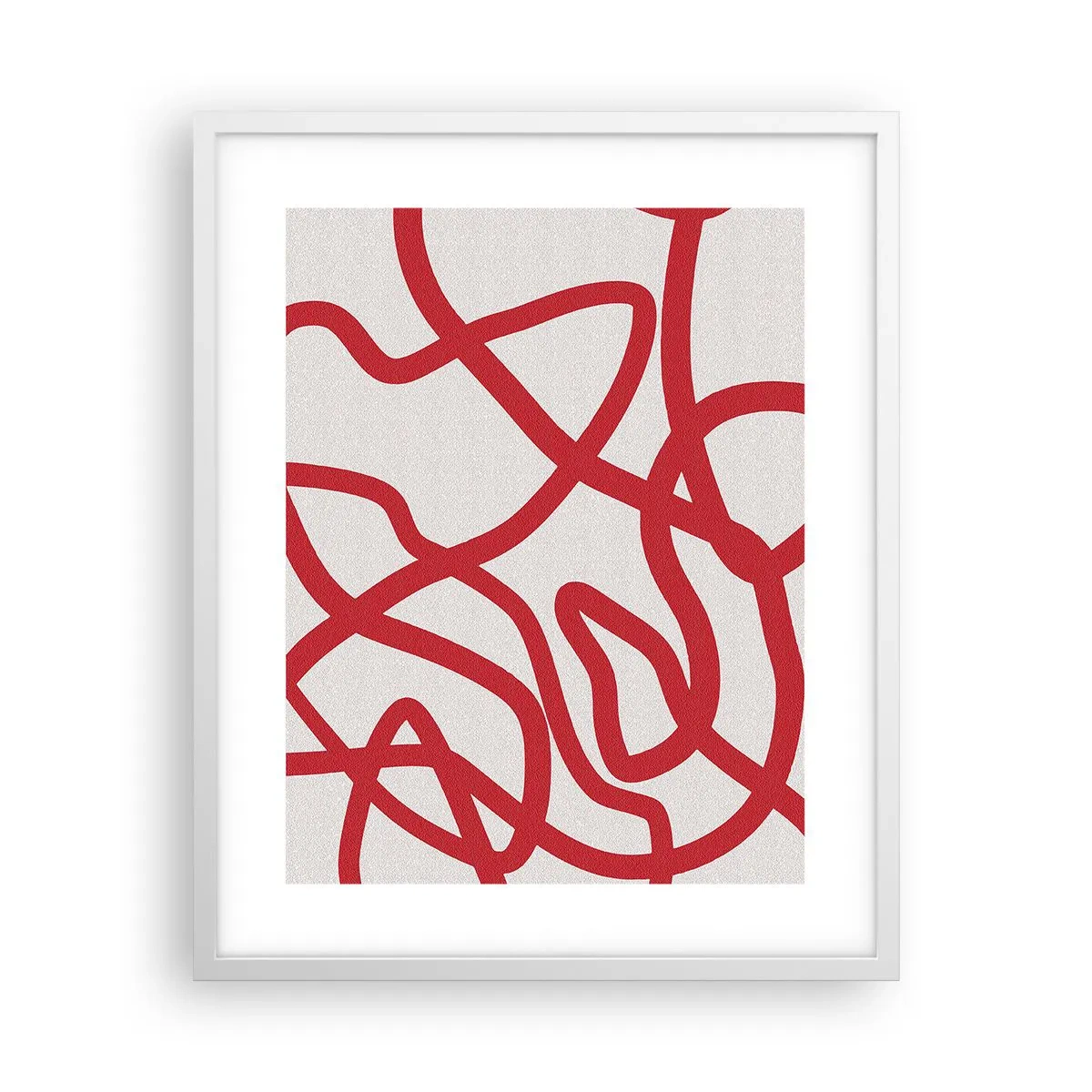Affiche dans un cadre blanc - Poster - Rouge sur blanc - 40x50 cm
