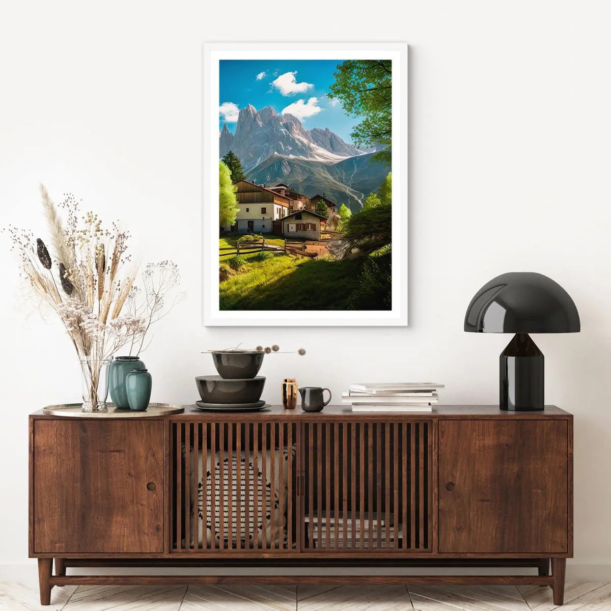 Affiche dans un cadre blanc - Poster - Idylle alpine - 50x70 cm