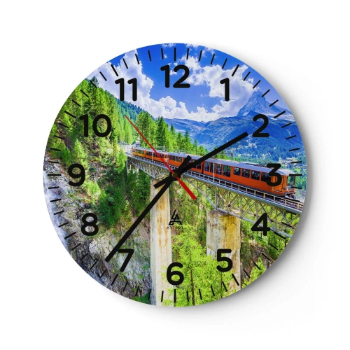 Horloge murale - Pendule murale - Train dans les Alpes - 40x40 cm