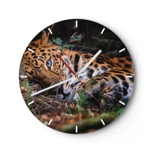 Horloge murale - Pendule murale - Un léopard au repos dans son environnement naturel - 30x30cm - Fais-moi confiance - Décoration murale moderne pour le salon, la cuisine et la chambre ARTTOR