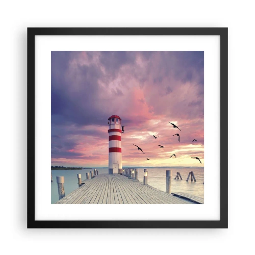 Affiche dans un cadre noir - Poster - C'est l'heure d'aller au port - 40x40 cm