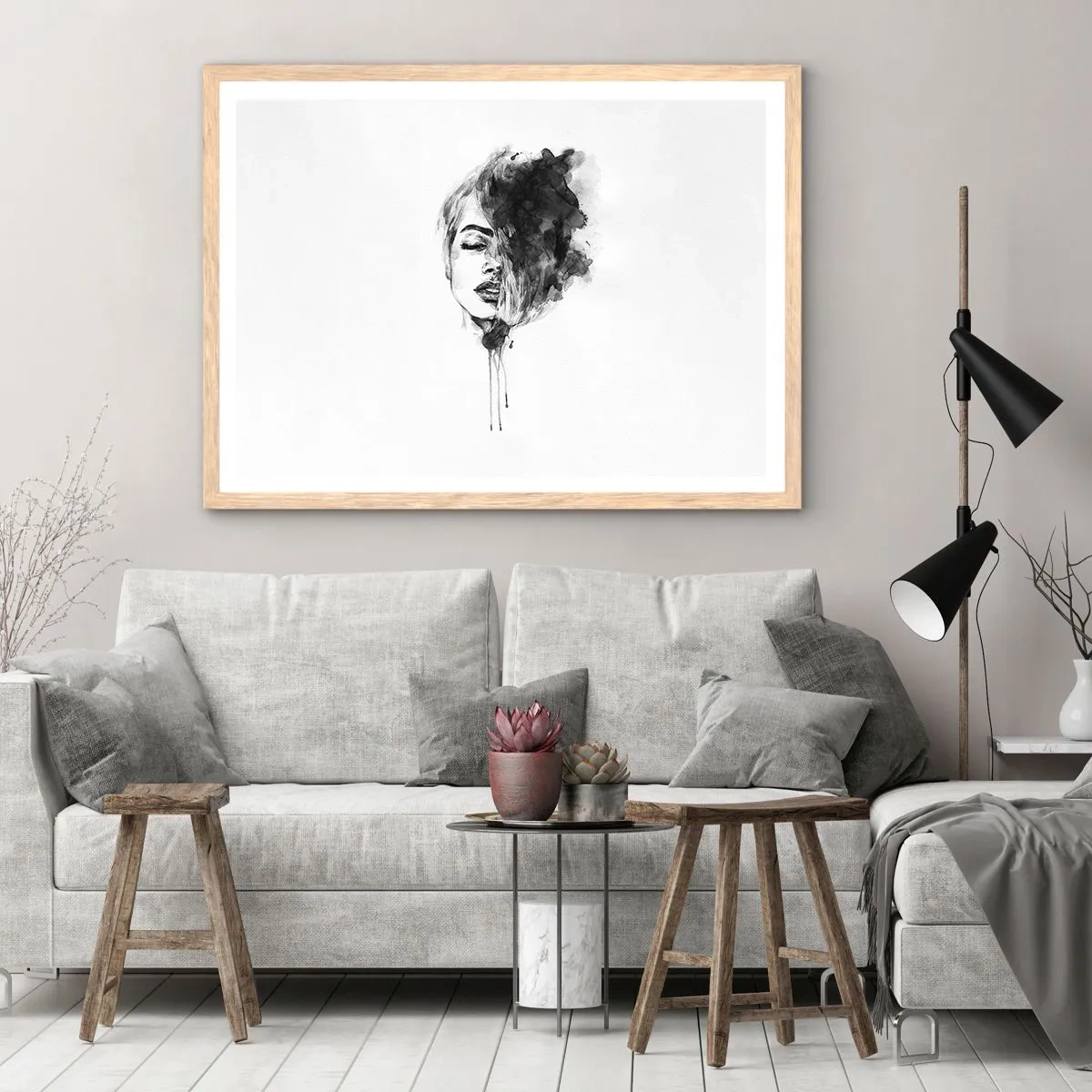 Affiche dans un chêne clair - Poster - De quoi rêve la fille - 91x61 cm