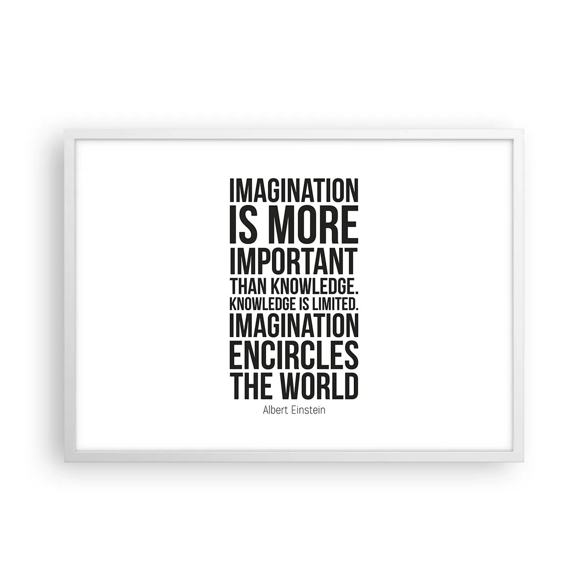 Affiche dans un cadre blanc - Poster - Einstein sur le pouvoir de l'imagination - 70x50 cm