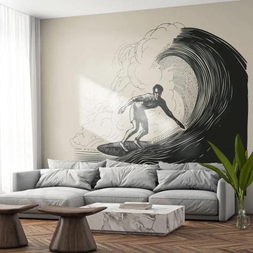 Papier Peint Autocollant Deluxe Sticker - Le roi de la vague - Vague, Surfant, sport - 500x350 cm