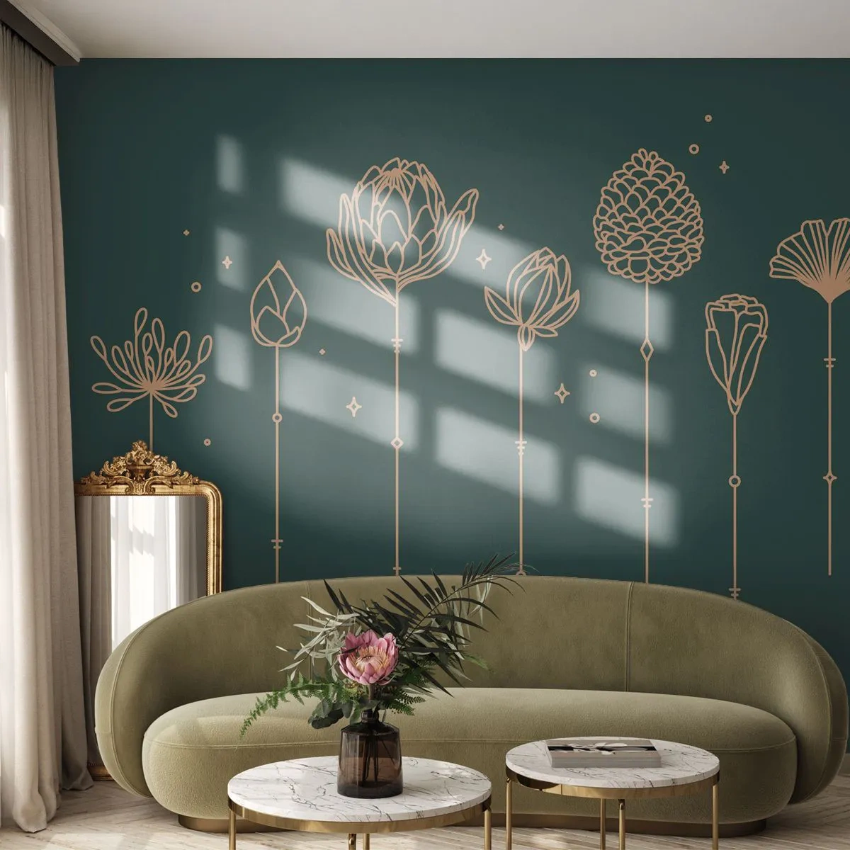 Papier Peint Photo Standard Eco - La famille Plante - Fleurs, Art Déco, Minimaliste - 400x280 cm