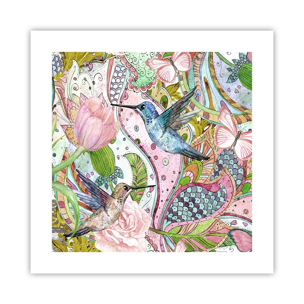 Affiche - Poster - Empêtré dans les vignes - 40x40 cm