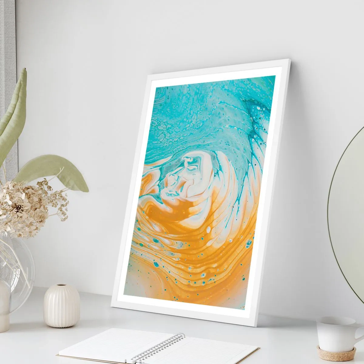 Affiche dans un cadre blanc - Poster - Tourbillon pastel - 61x91 cm