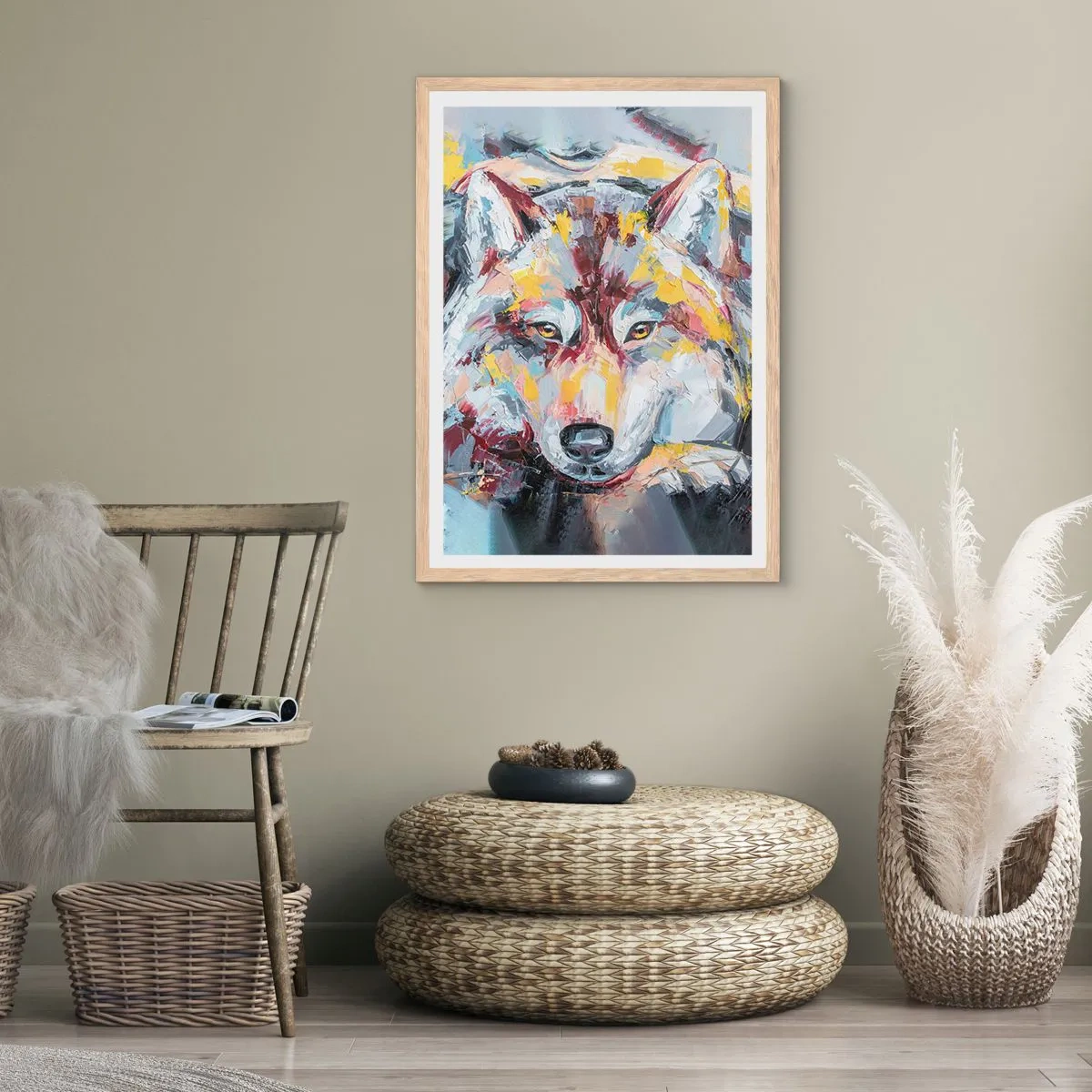 Affiche dans un chêne clair - Poster - En paix au milieu des siens - 30x40 cm