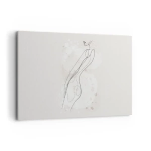 Impression sur toile - Image sur toile - Une esquisse de silhouette subtile dans un style minimaliste - 120x80cm - Trompe l'oeil - Décoration murale moderne pour le salon et la chambre ARTTOR